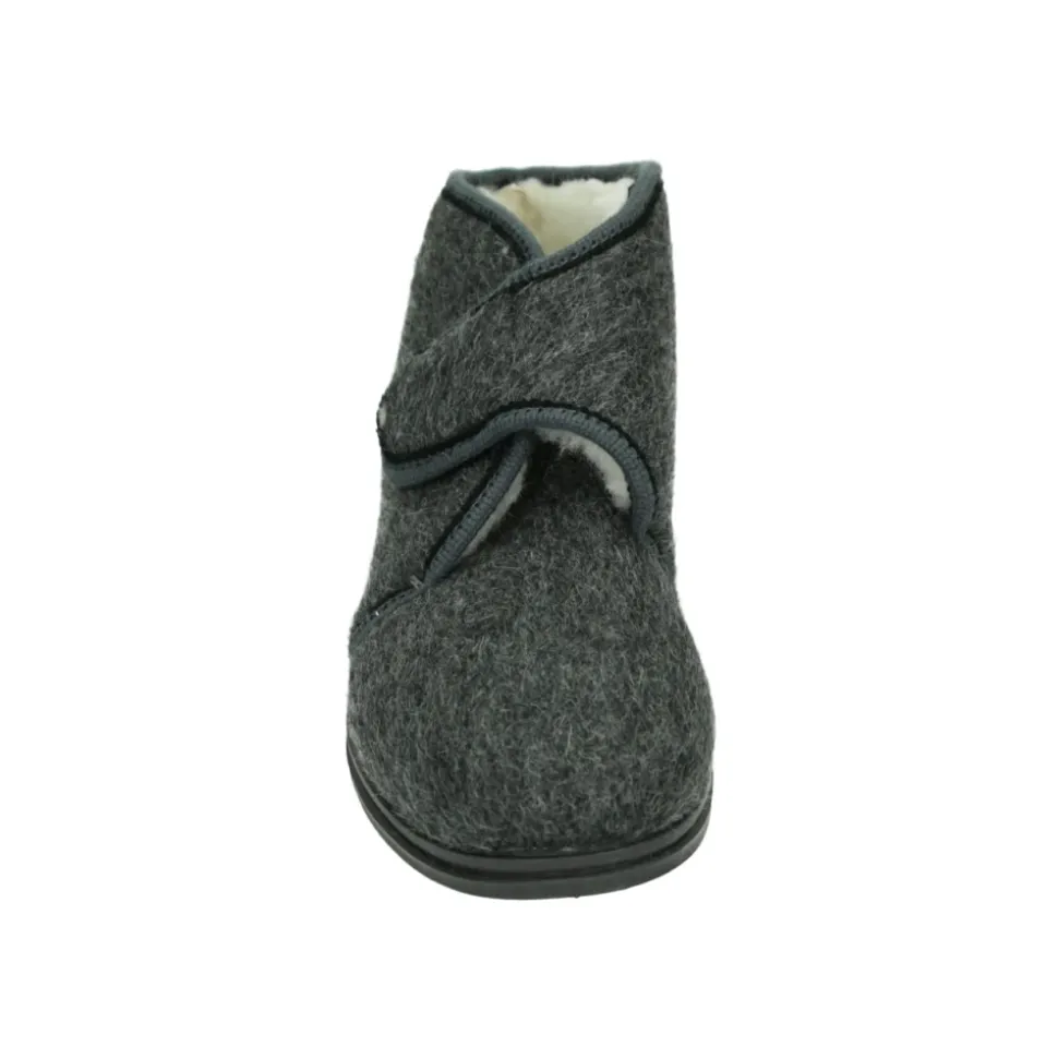 Herren Hausschuhe Grau Stoff Gummisohle