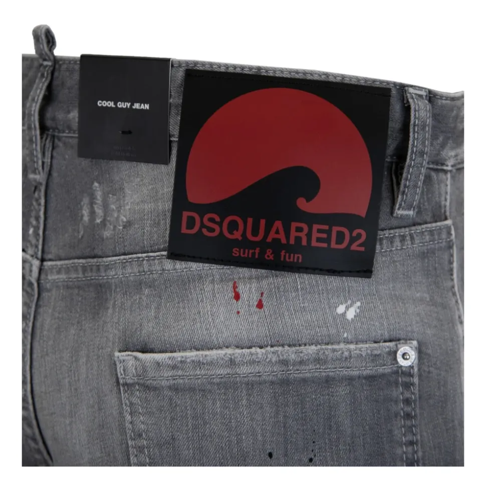 Herren Knopf Jeans mit Leder Patch