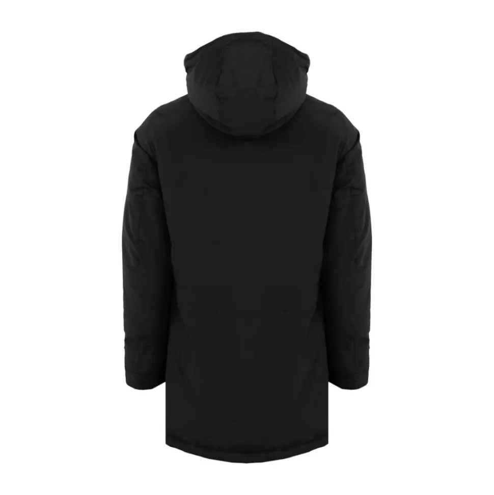 Herren Polar Parka mit hohem Kragen Schwarz