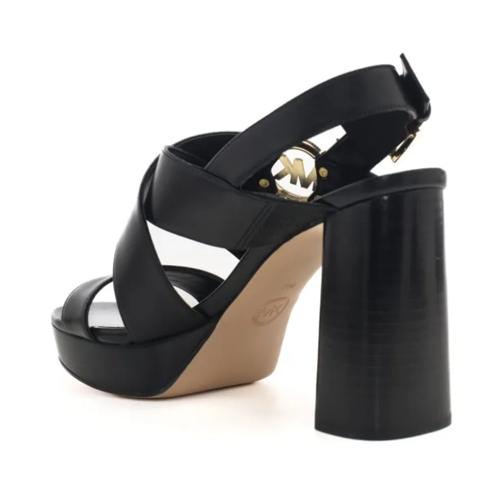 High Heel Ledersandale mit Plateau