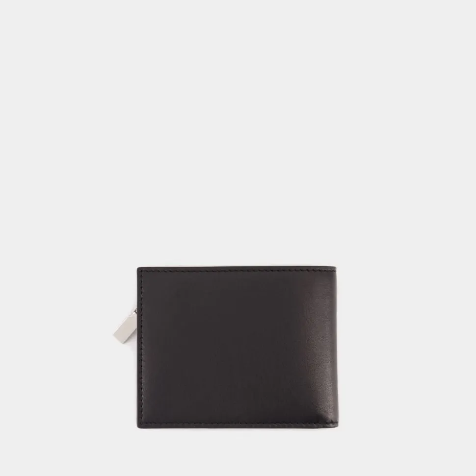 2in1 Leder Geldbörse - Schwarz/Silber