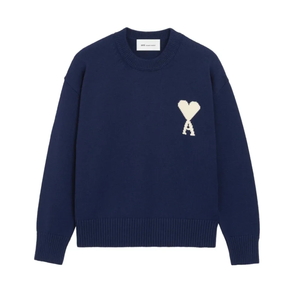 Intarsia Strickpullover mit Herz-Ausschnitt