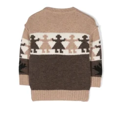 Intarsien-Strickpullover mit Rundhalsausschnitt