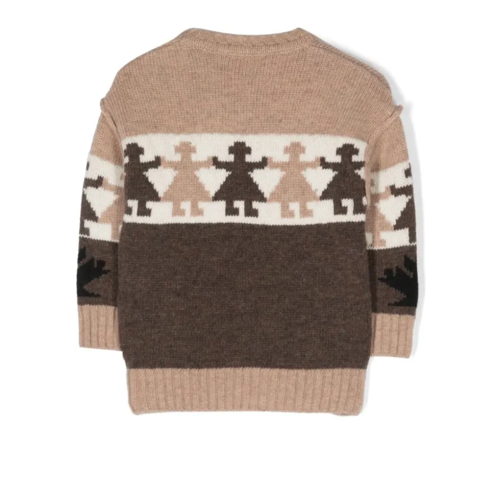 Intarsien-Strickpullover mit Rundhalsausschnitt