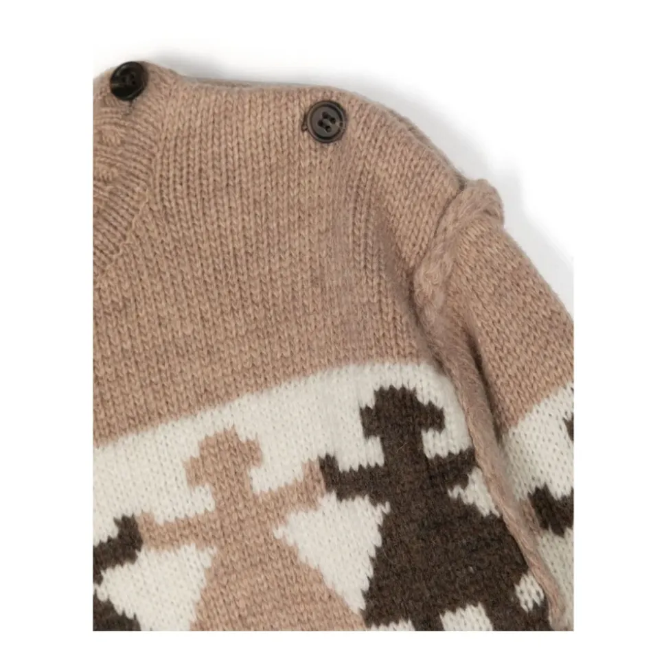 Intarsien-Strickpullover mit Rundhalsausschnitt