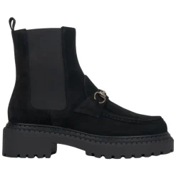 Italienische Velours Chelsea Boots mit goldener Schnalle