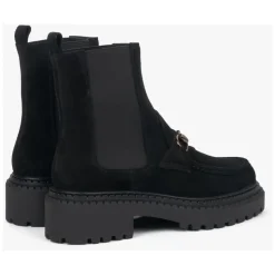 Italienische Velours Chelsea Boots mit goldener Schnalle