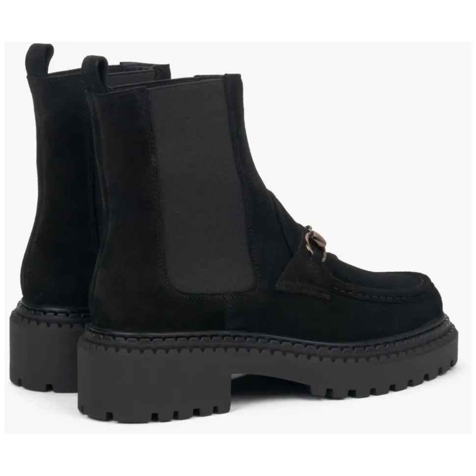 Italienische Velours Chelsea Boots mit goldener Schnalle