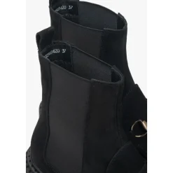 Italienische Velours Chelsea Boots mit goldener Schnalle