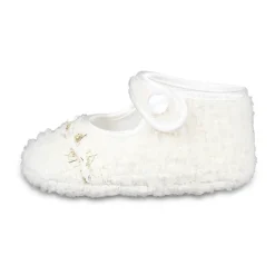 Ivory Bouclé Tweed Ballet Flats