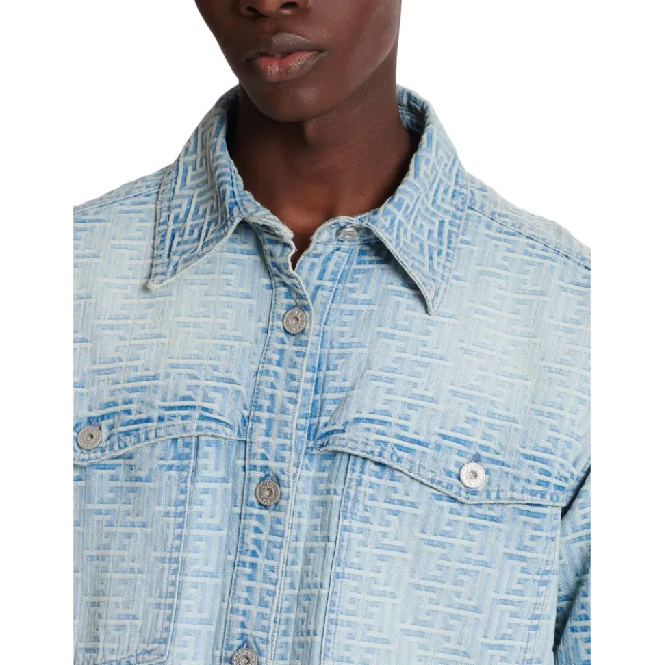 Jacquard-Denimhemd mit Monogramm