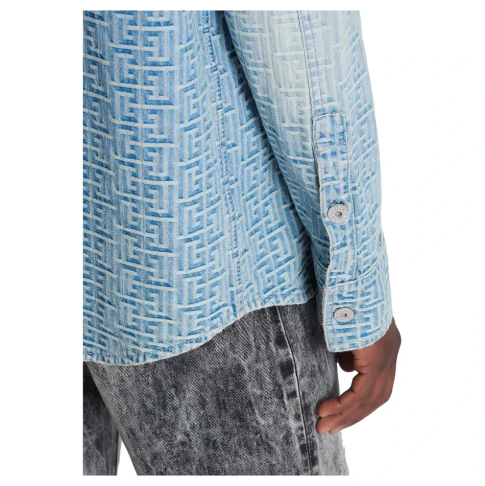 Jacquard-Denimhemd mit Monogramm
