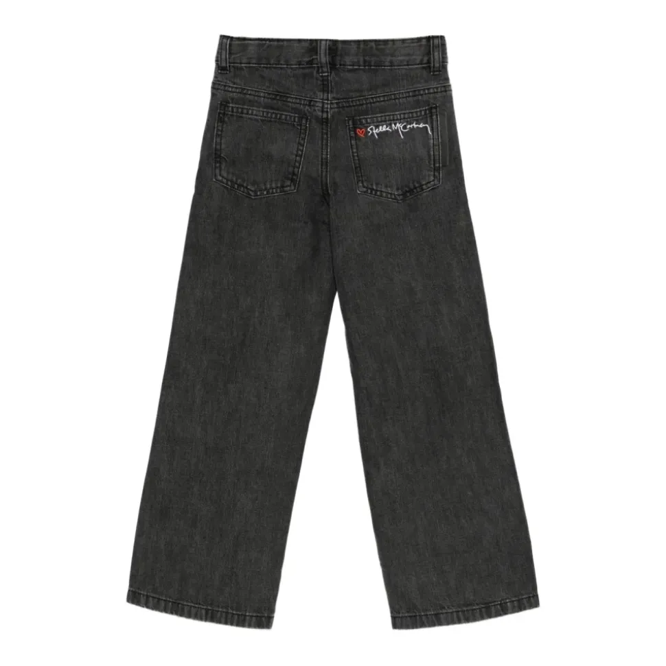 Jeans mit Logo aus Baumwolle, seitliche Dekoration mit Knöpfen
