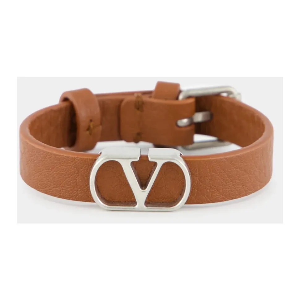Karamell Leder VLogo Armband
