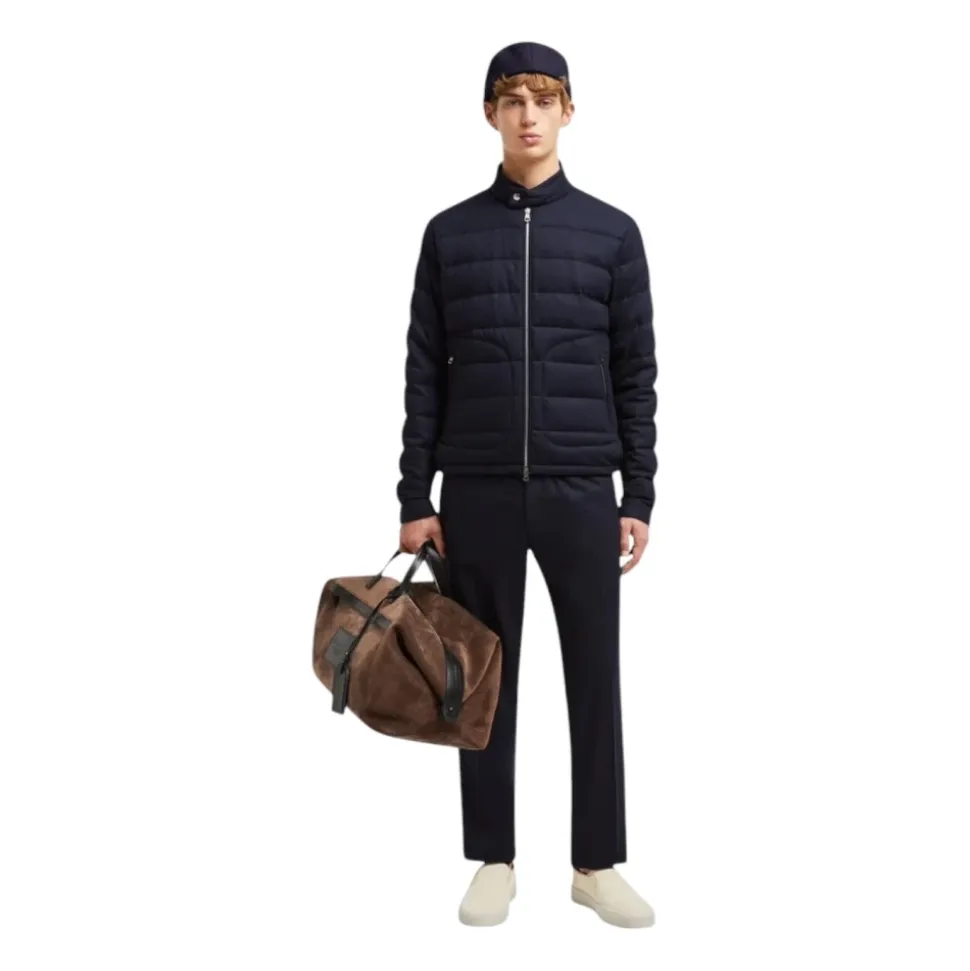 Kaschmir Kurze Daunenjacke Marineblau