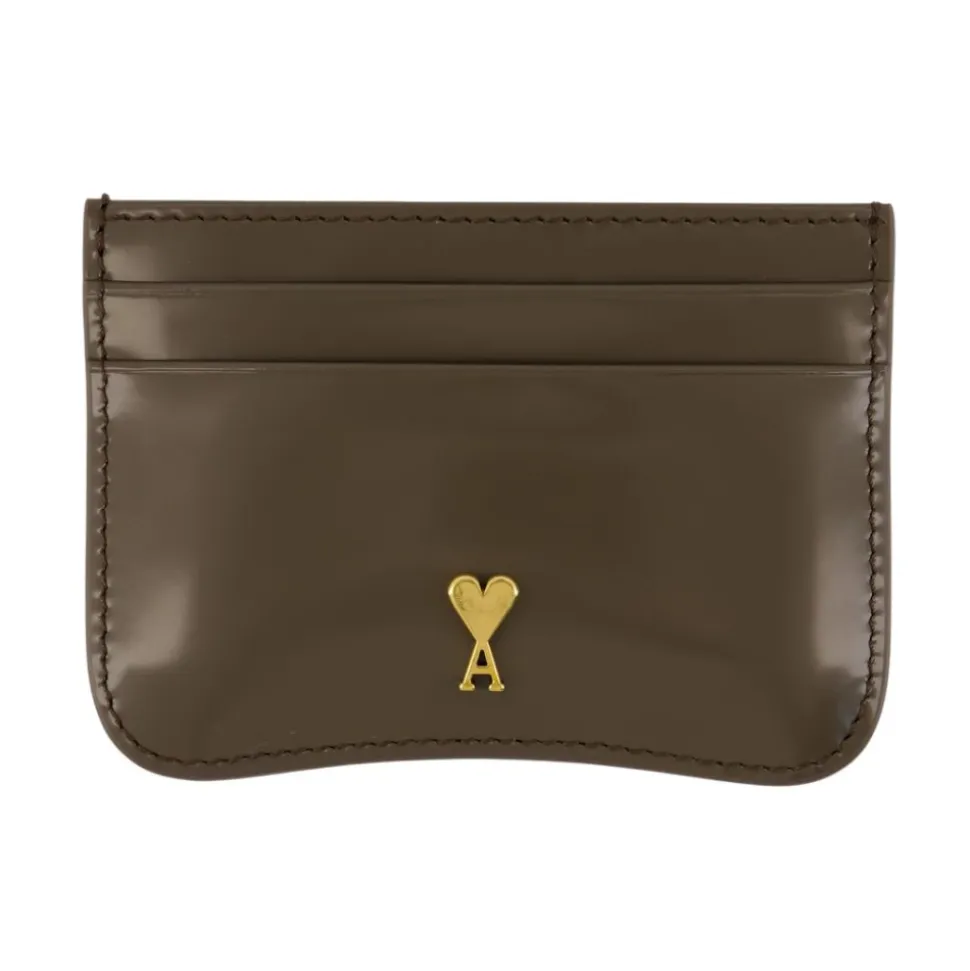 Khaki Leder Kartenhalter - Paris Stil
