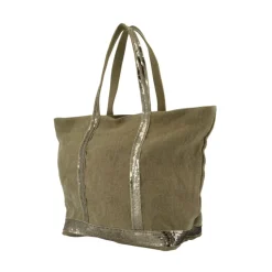 Khaki Leinen Shopper Tasche