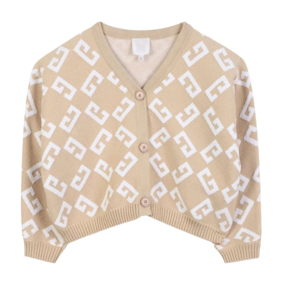 Kinder Beiger Pullover mit Jacquard-Motiv