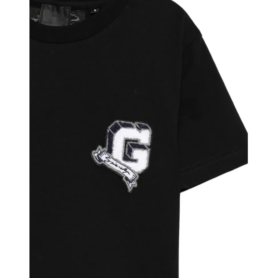 Kinder Schwarzes T-Shirt mit College-Logo