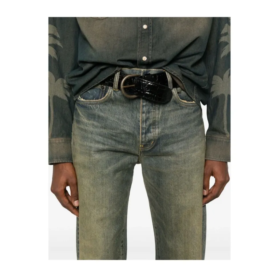 Klassische Blaue Jeans mit Logopatch