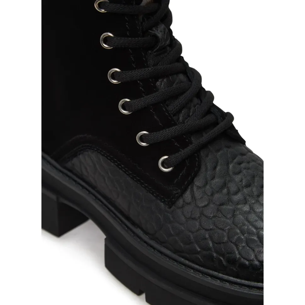 Klassische Leder-Plateau-Stiefeletten Luna - Schwarzes Wildleder