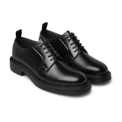 Klassische Schwarze Leder Derby Schuhe
