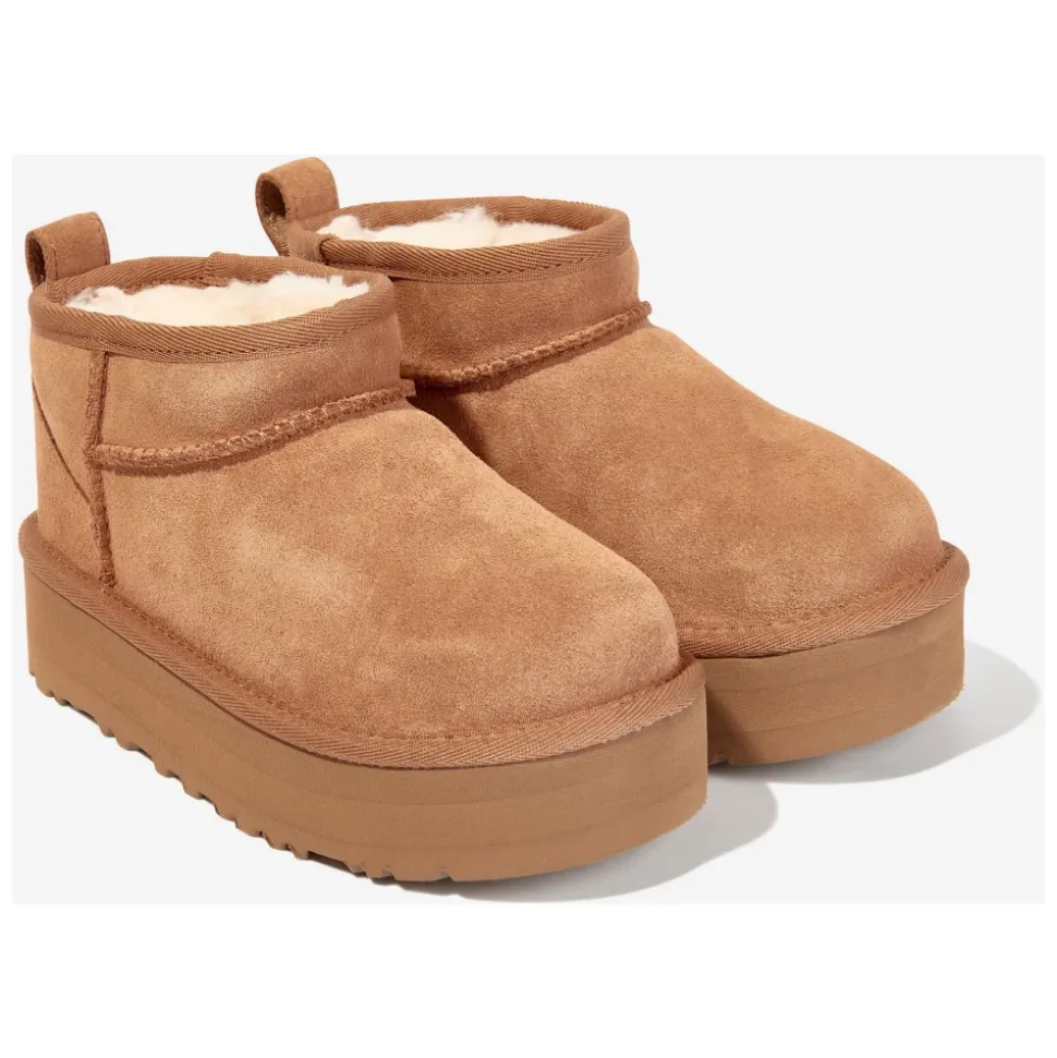 Klassische Ultra Mini Plateau-Stiefel in Braun