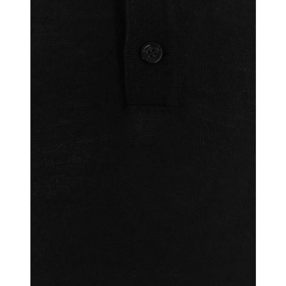 Klassisches Baumwoll-Poloshirt in Schwarz