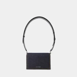 Kleine Skull Crossbody Tasche - Schwarzes Leder