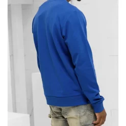 Kobaltblauer Pullover mit kleinem Branding
