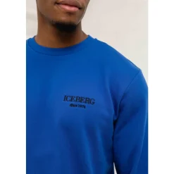 Kobaltblauer Pullover mit kleinem Branding