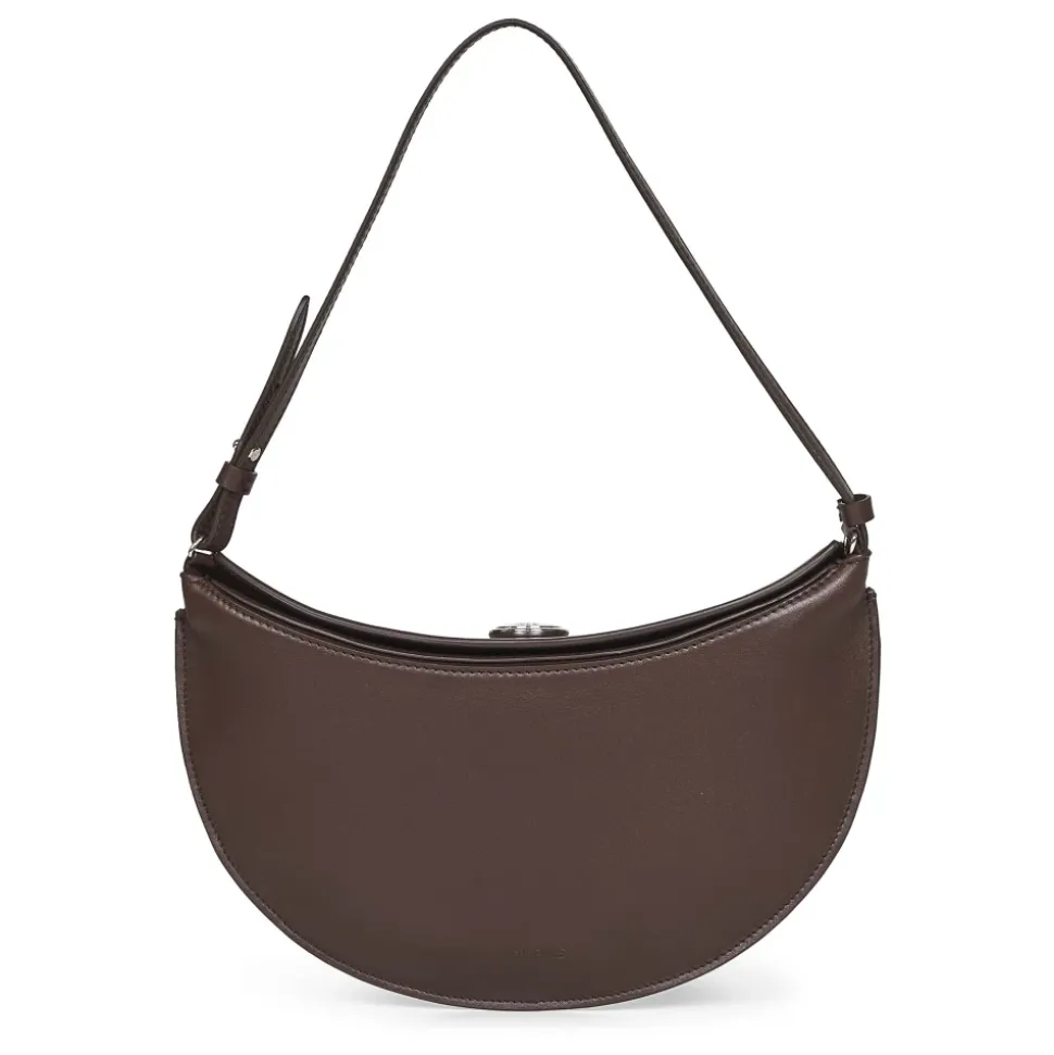Konvertierbare Lederschultertasche in Mitternachtsbraun