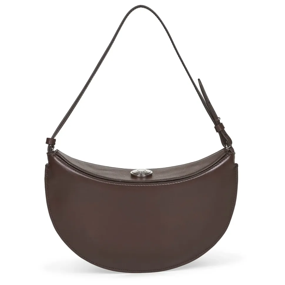 Konvertierbare Lederschultertasche in Mitternachtsbraun