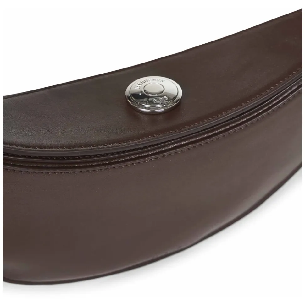 Konvertierbare Lederschultertasche in Mitternachtsbraun