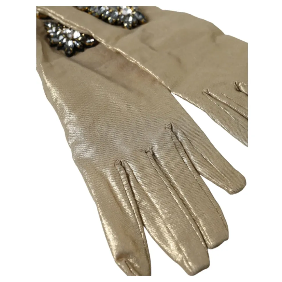 Kristallverzierte Satinhandschuhe