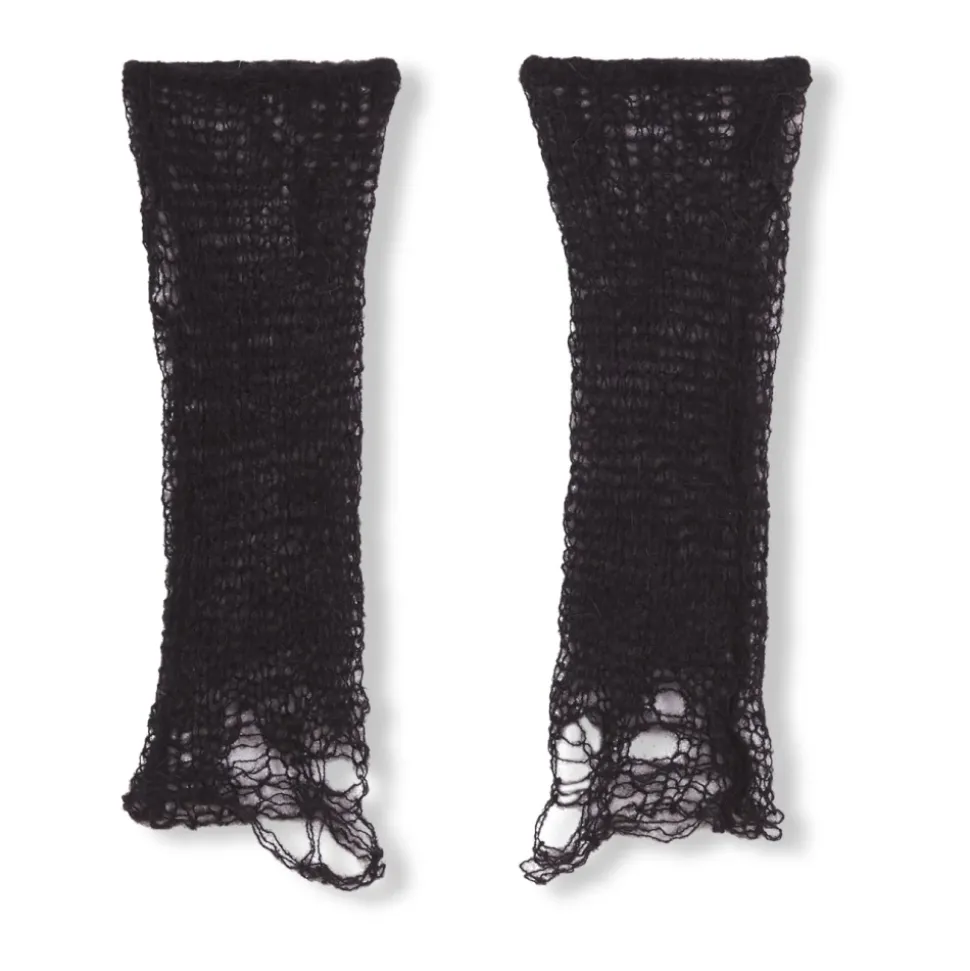 Kurze, offen gestrickte Handschuhe