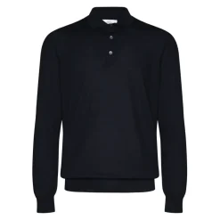 Langarm Polo Shirt Schwarz Knopfleiste