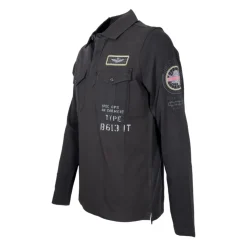 Langarm-Polo mit Welt der Luftfahrt Patches