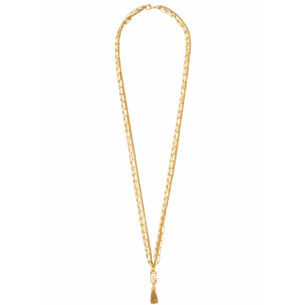Lange Halskette Sync aus goldenem Messing