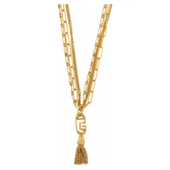 Lange Halskette Sync aus goldenem Messing