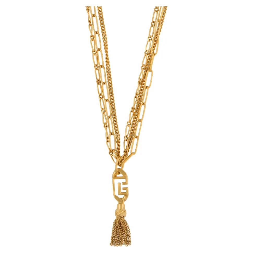 Lange Halskette Sync aus goldenem Messing