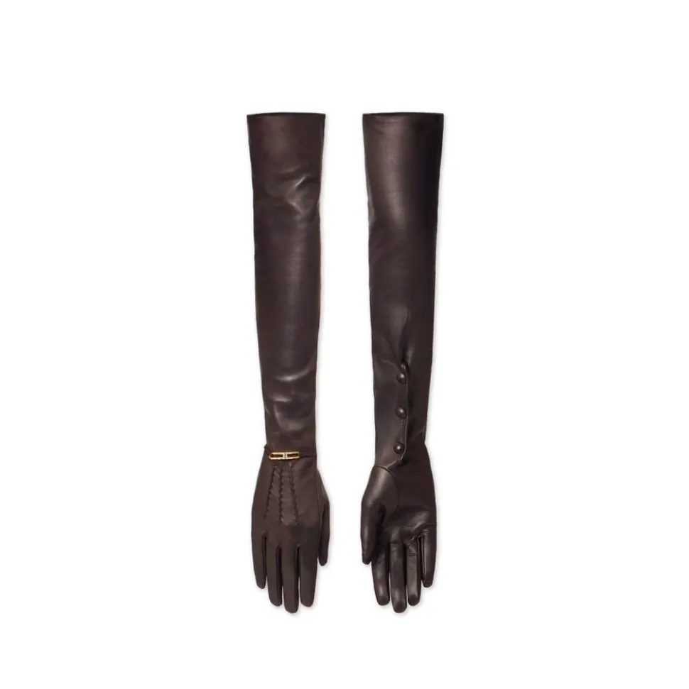 Lange Nappa-Handschuhe mit Schmuckdetail