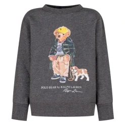 Langärmeliges Fleece-Sweatshirt mit Bärengrafik und Rundhalsausschnitt