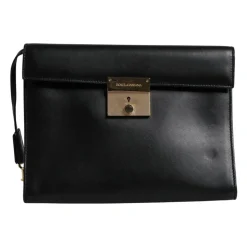 Leather Logo Plaque Briefcase Bag