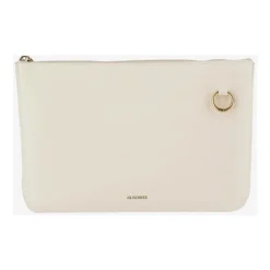 Leder Clutch mit goldenem Logo-Detail