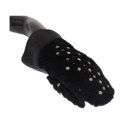 Leder Shearling Nietenhandschuhe