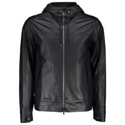 Lederjacke mit Kapuze Logo-Futter
