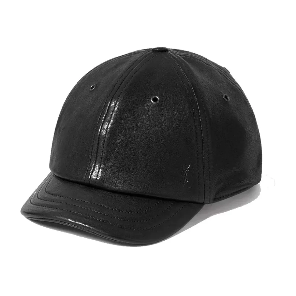 Lederkappe mit YSL-Logo-Detail