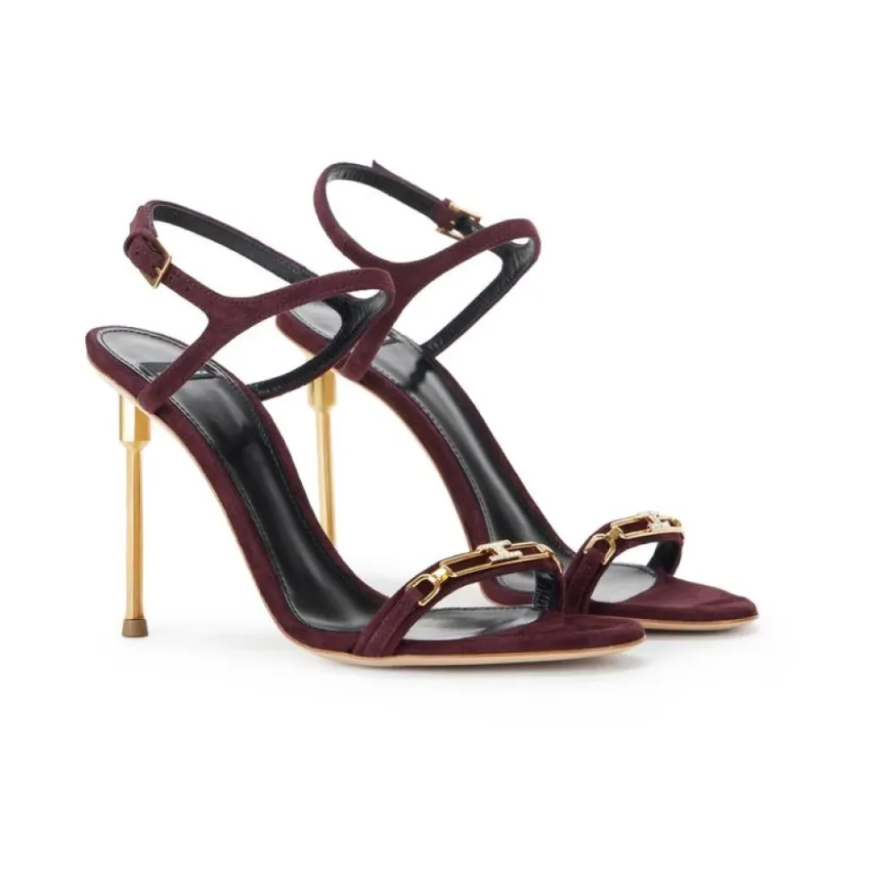 Ledersandalen mit skulptiertem Absatz