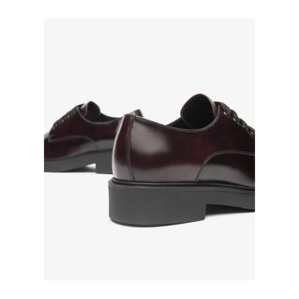 Leder-Schnürschuhe mit Blockabsatz